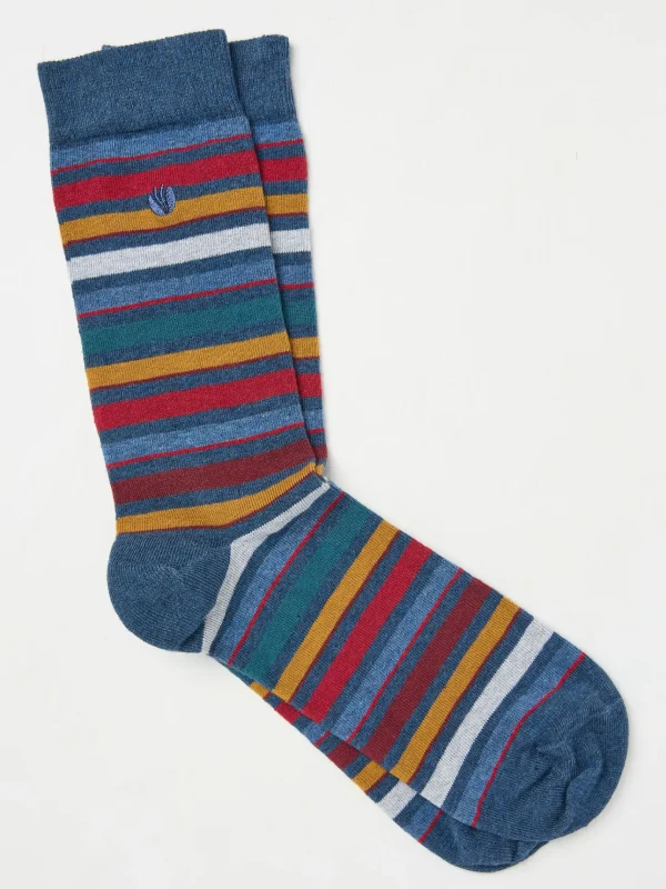 Abe Navy Mens Stripe Socks 1 Pack