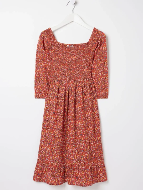 Adele Red Floral Printed Dress