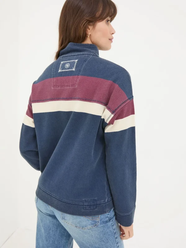 Airlie Navy Blue & Red Striped Relaxed Sweat Top