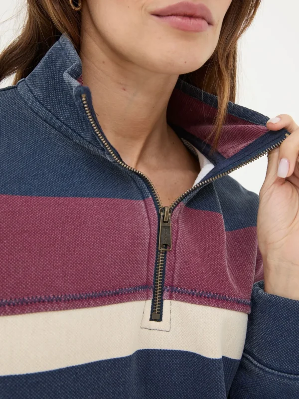 Airlie Navy Blue & Red Striped Relaxed Sweat Top