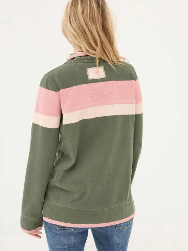 Airlie Olive & Pink Striped Sweat Top