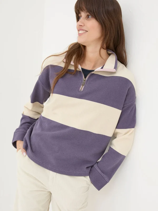 Airlie Purple Striped Relaxed Sweat Top