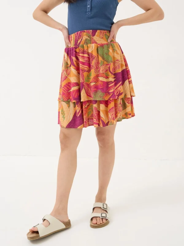 Ali Orange Tropical Floral Skirt