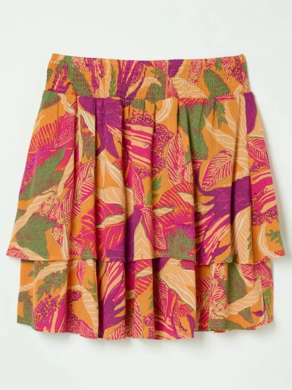 Ali Orange Tropical Floral Skirt