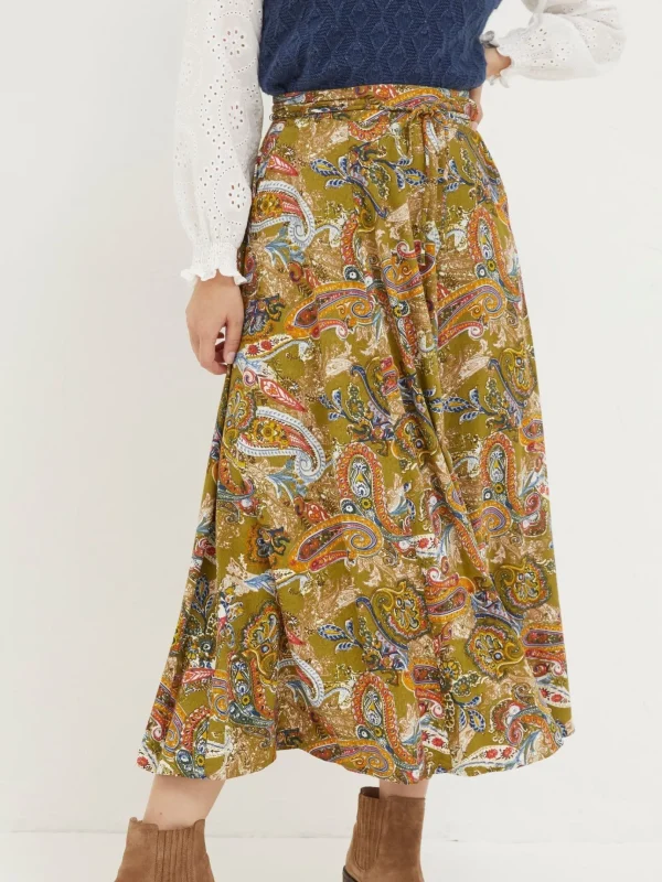 Amelie Green Prairie Paisley Midi Skirt