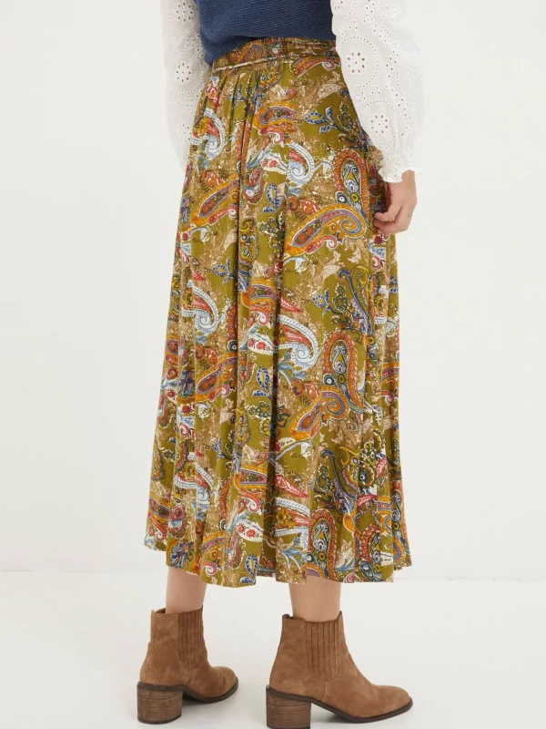 Amelie Green Prairie Paisley Midi Skirt