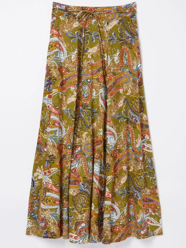 Amelie Green Prairie Paisley Midi Skirt