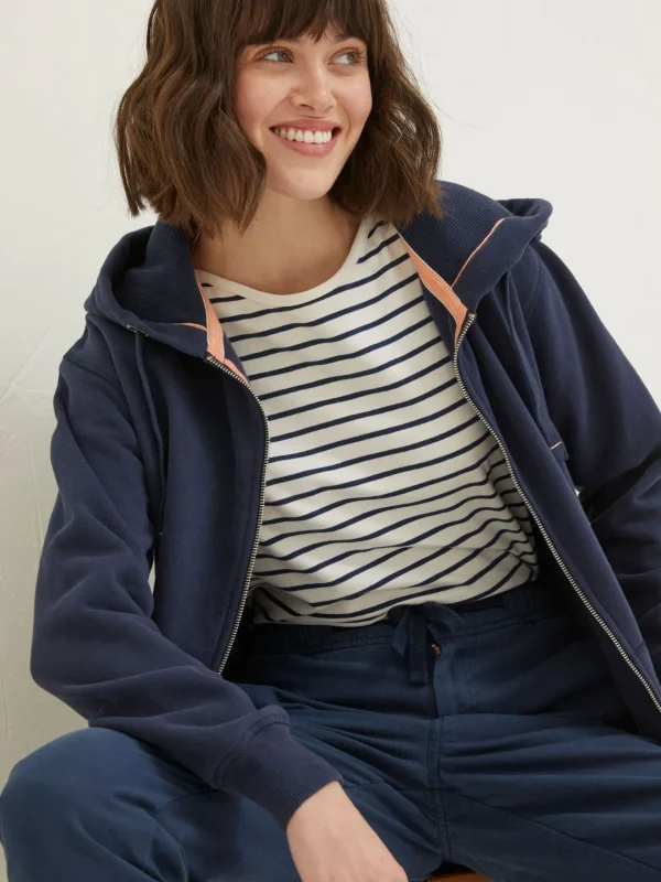 Amy Dark Blue Zip Through Hoodie