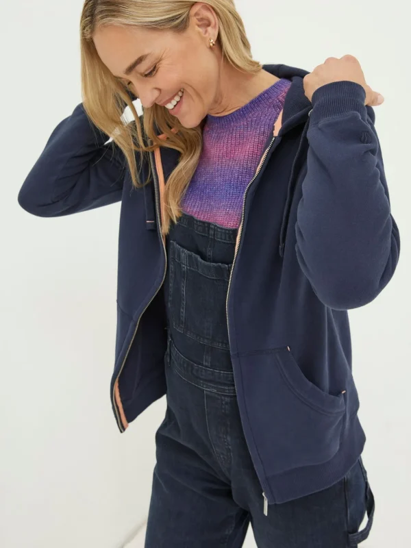 Amy Navy Blue Zip Through Hoodie