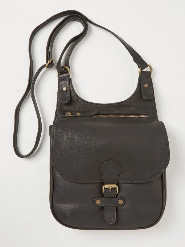 Anna Black Oiled Leather Crossbody Bag