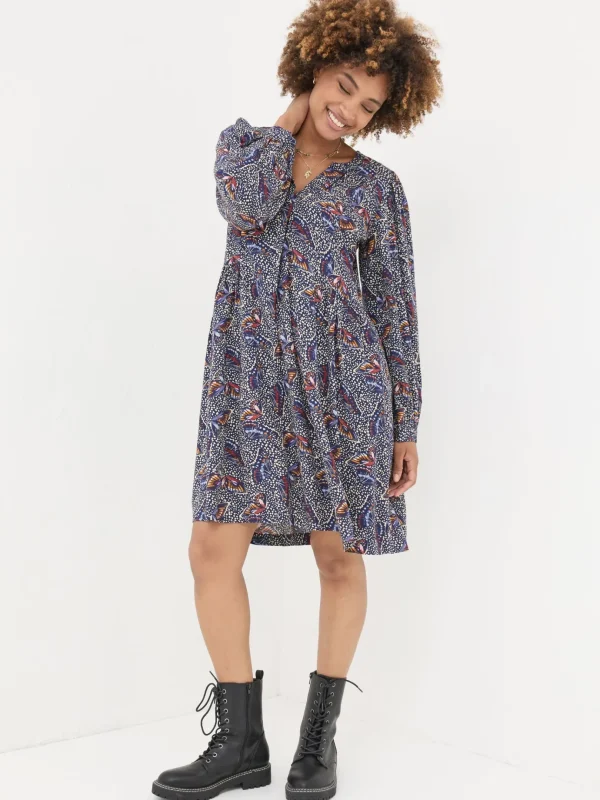 Anona Dark Navy Swing Dress