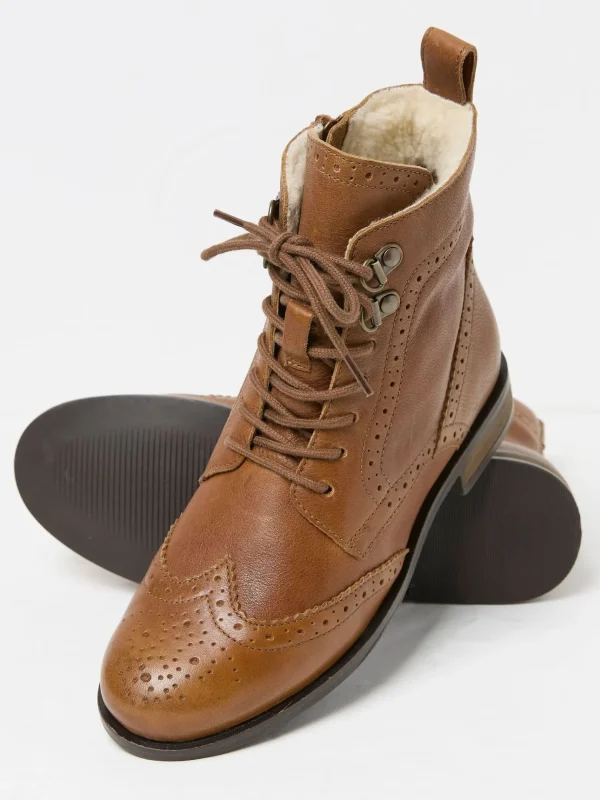 Anwen Brown Brogue Ankle Boots