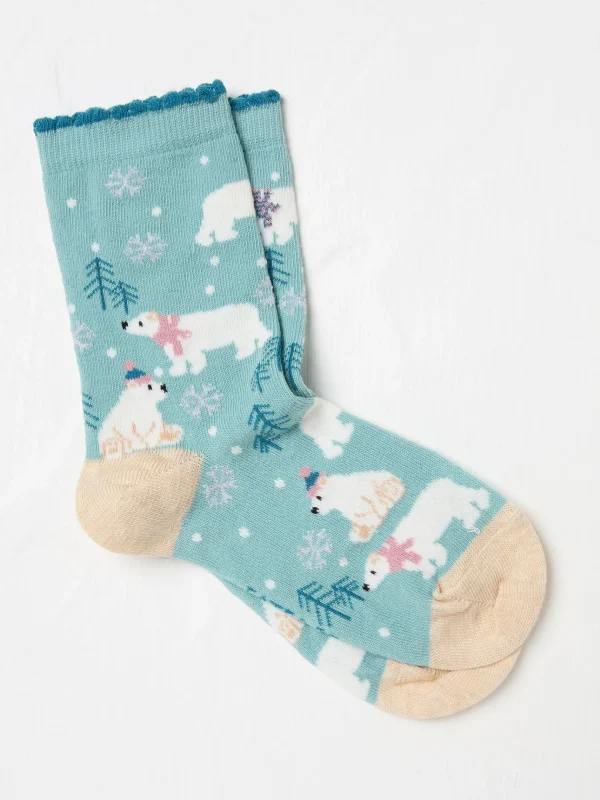 Aqua Blue Polar Bear Socks 1 Pack