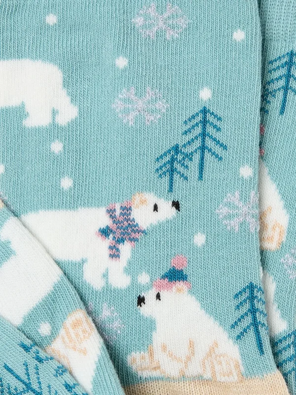 Aqua Blue Polar Bear Socks 1 Pack