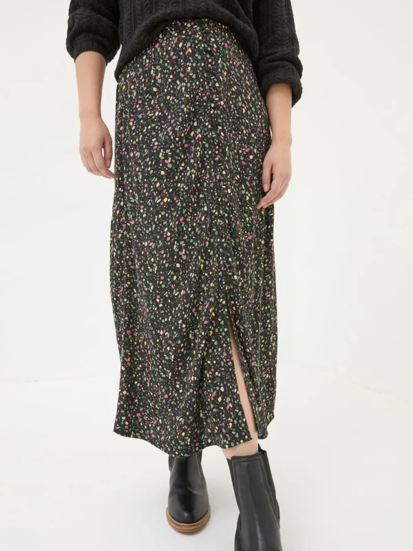 Arabella Black Ditsy Midi Skirt