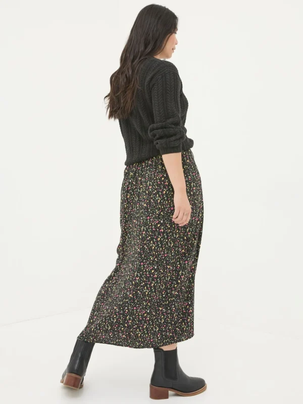 Arabella Black Ditsy Midi Skirt