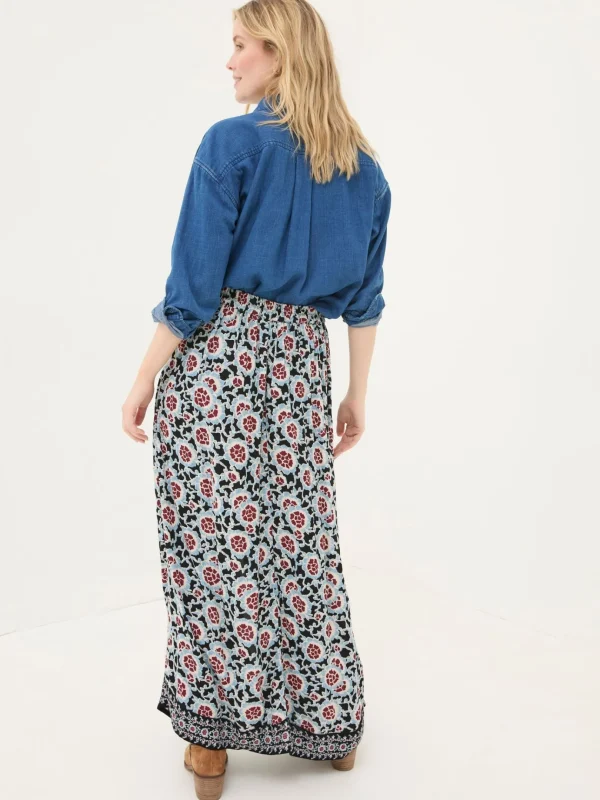 Arabella Black Wild Floral Midi Skirt