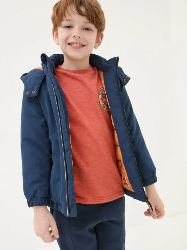 Archie Navy Blue Hooded Padded Jacket