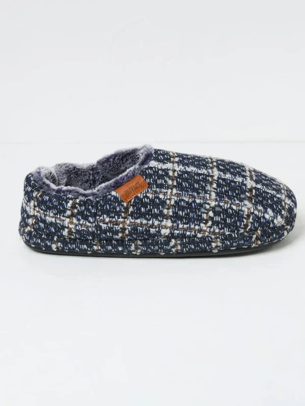 Arthur Navy Blue Check Mules