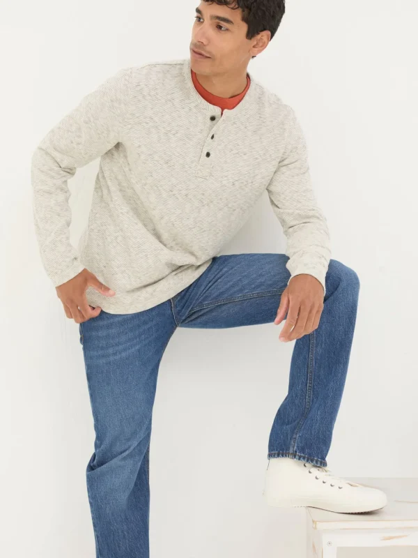 Arundel Ecru White Textured Henley T-Shirt