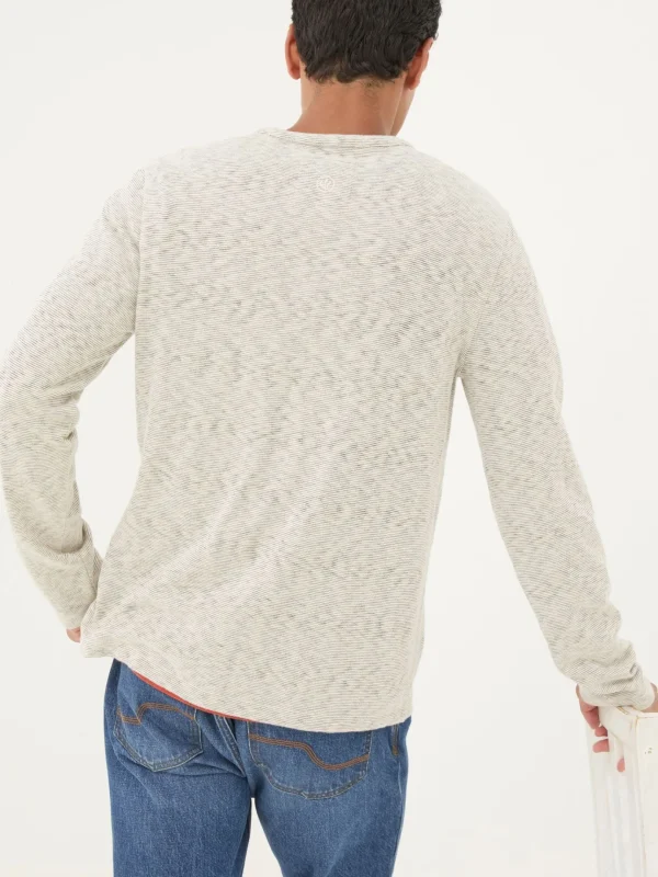 Arundel Ecru White Textured Henley T-Shirt