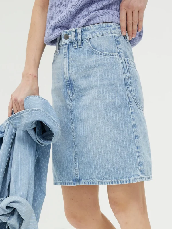 Athena Blue Stripe Denim Skirt