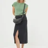 Ava Black Denim Midi Skirt