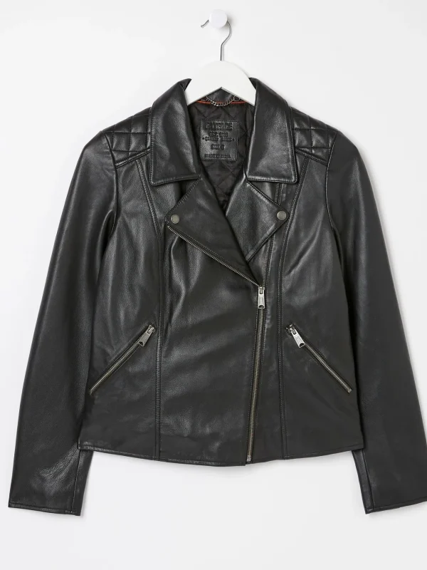 Bethany Black Quilted Biker Jacket