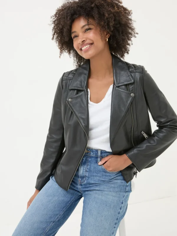 Bethany Black Quilted Biker Jacket