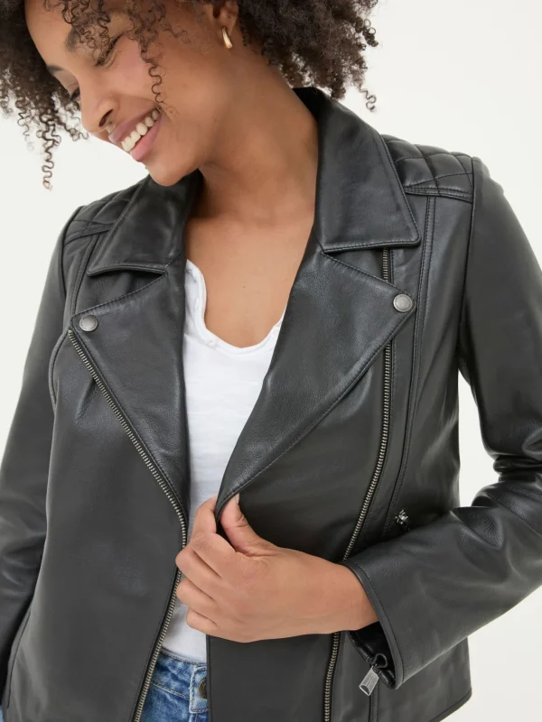 Bethany Black Quilted Biker Jacket