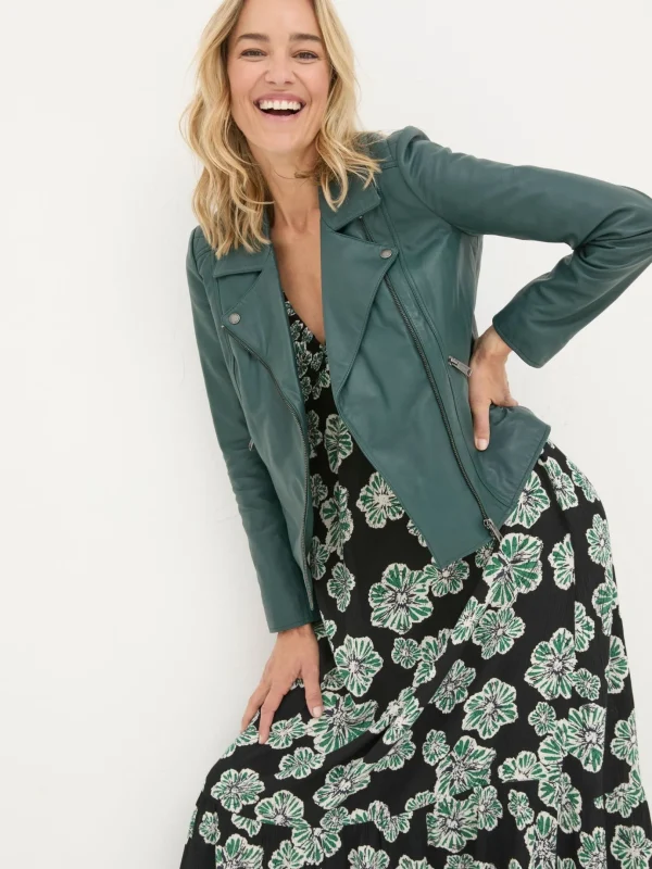 Bethany Green Quilted Biker Jacket