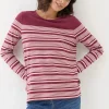 Bex Red Stripe Button Back Top