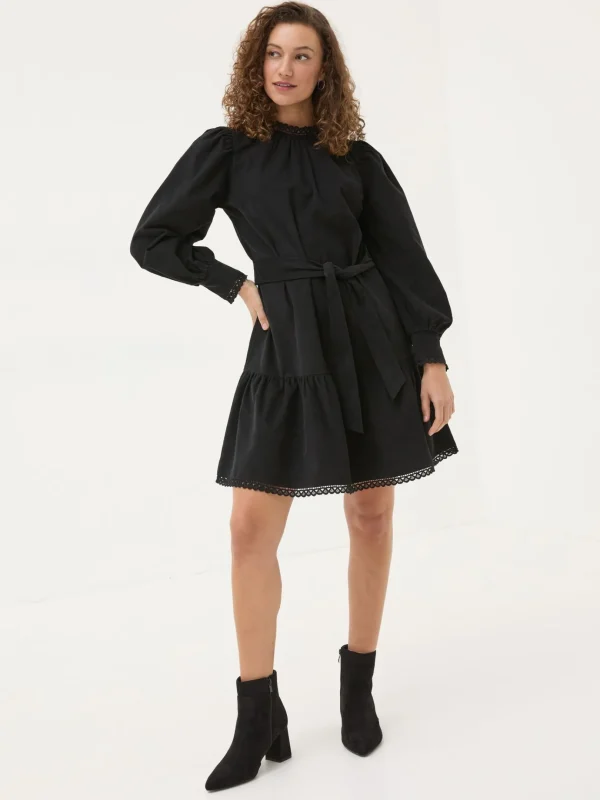 Black Adley Cord 100% Cotton Dress