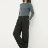 Black Ginger Wide Leg Drape Trousers