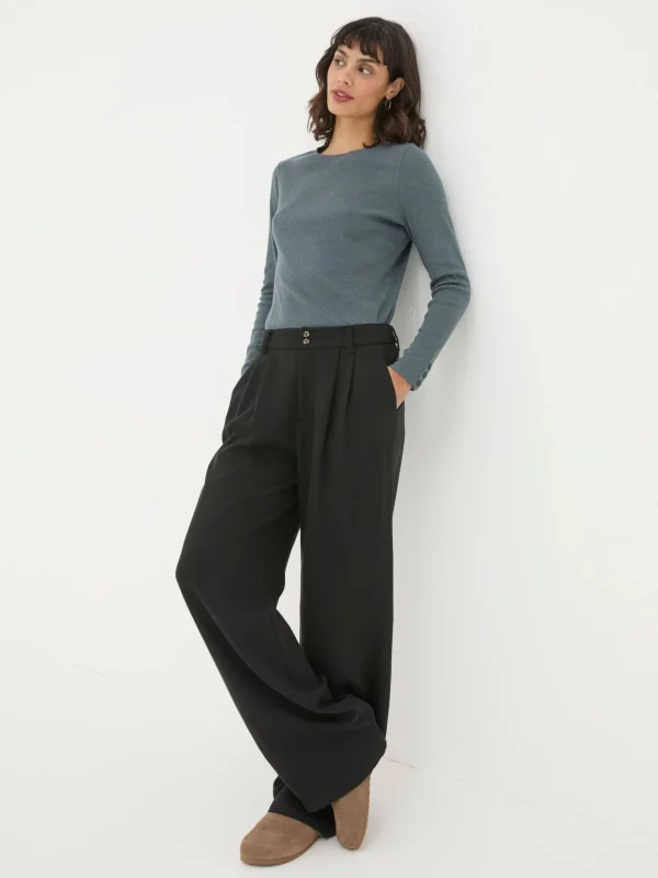 Black Ginger Wide Leg Drape Trousers