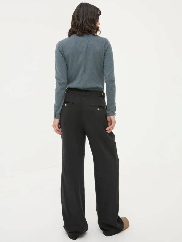 Black Ginger Wide Leg Drape Trousers