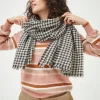 Black Gingham Check Scarf