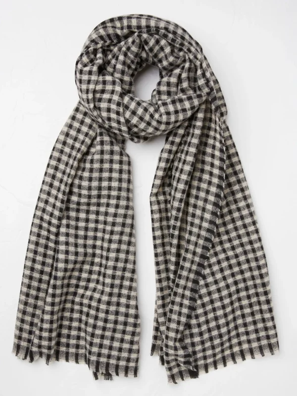 Black Gingham Check Scarf