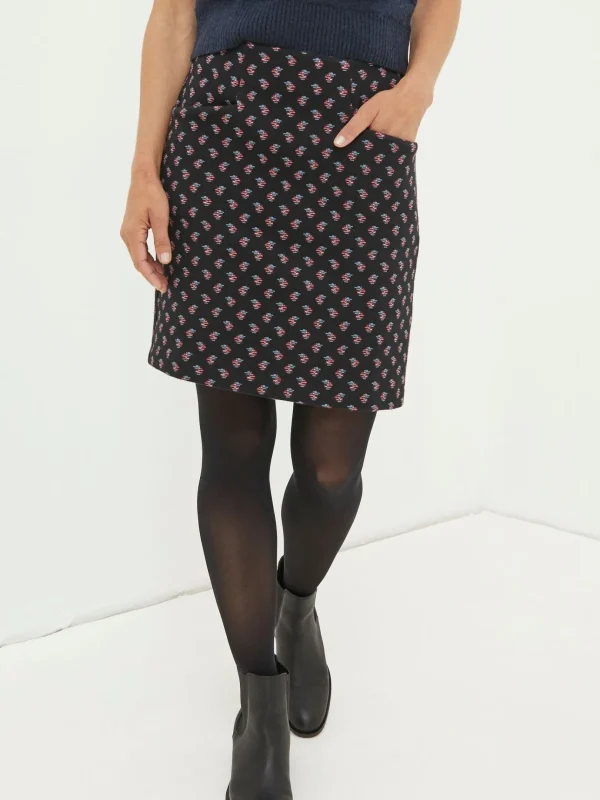 Black Jennie Floral Geo Jersey Skirt