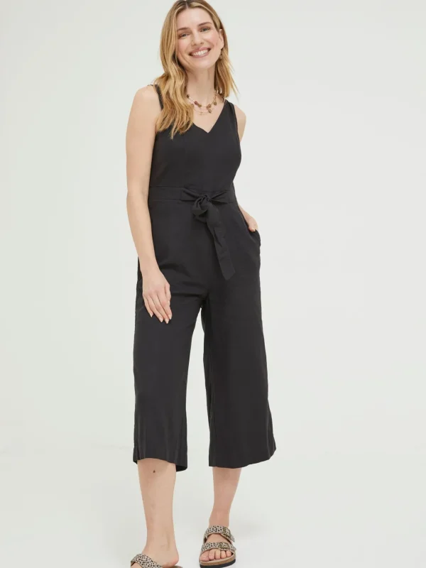 Black Linen Blend Aderyn Jumpsuit