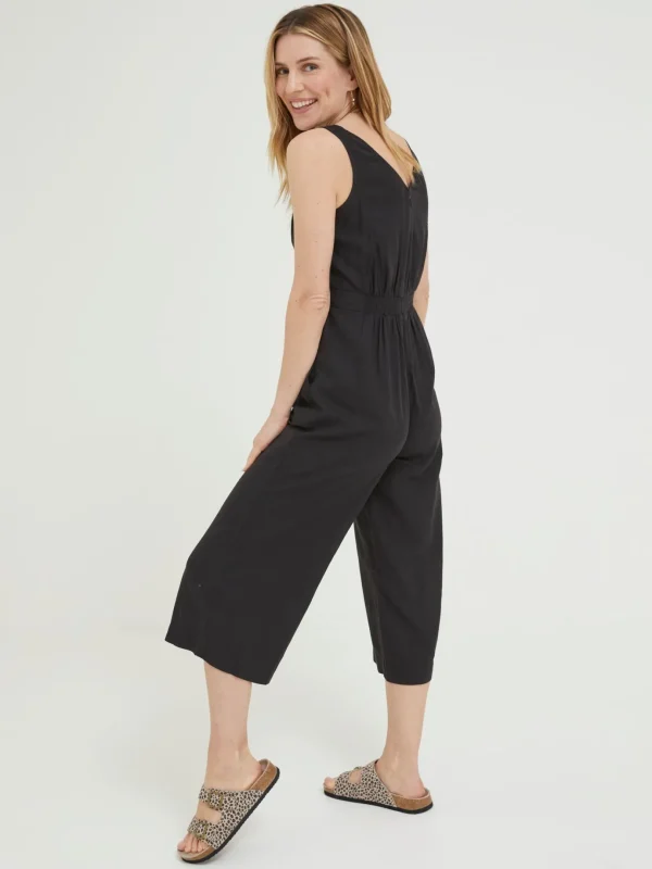 Black Linen Blend Aderyn Jumpsuit