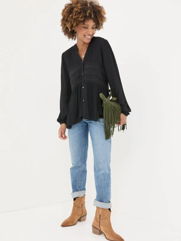 Black Lou Embroidered Blouse