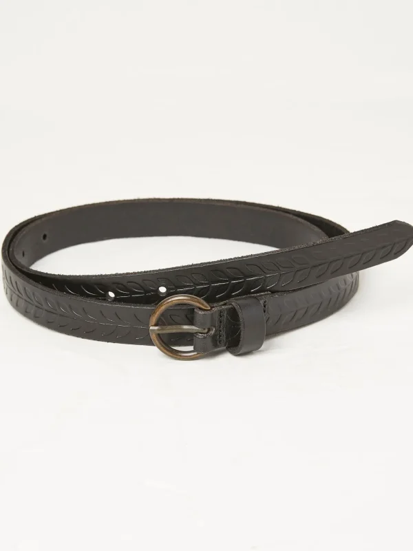 Black Skinny Embossed Belt