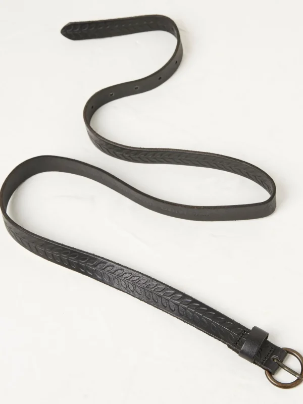 Black Skinny Embossed Belt