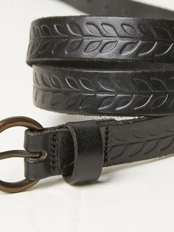 Black Skinny Embossed Belt