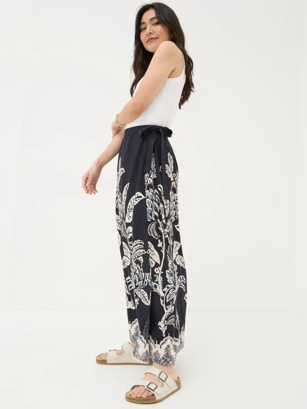 Blakely Blue Damask Placement Midi Skirt