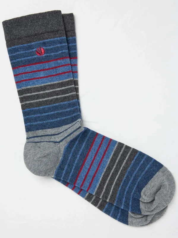 Blue & Green Stripe Men's Socks 1 Pack