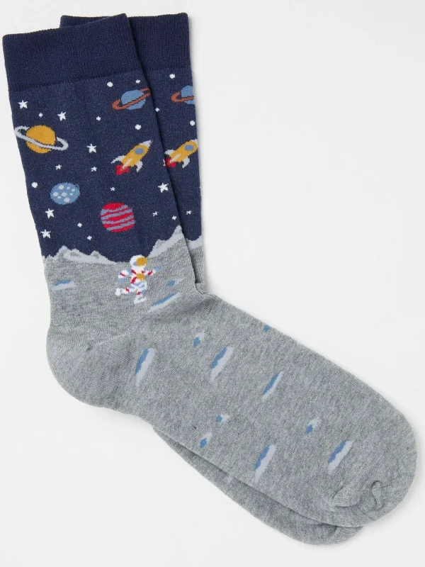 Blue & Grey Space Men's Socks 1 Pack