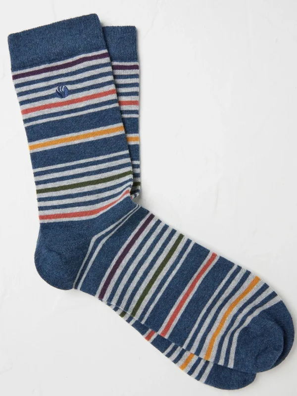 Blue & Grey Stripe Men's Socks 1 Pack