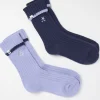 Blue 2 Pairs Of Star Embroidered Cosy Socks